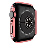 غطاء ساعة من البلاستيك المقوى المجوف مزين بألماس لسلسلة Apple Watch، 3&2&1 38مم، 3&2&1 42مم