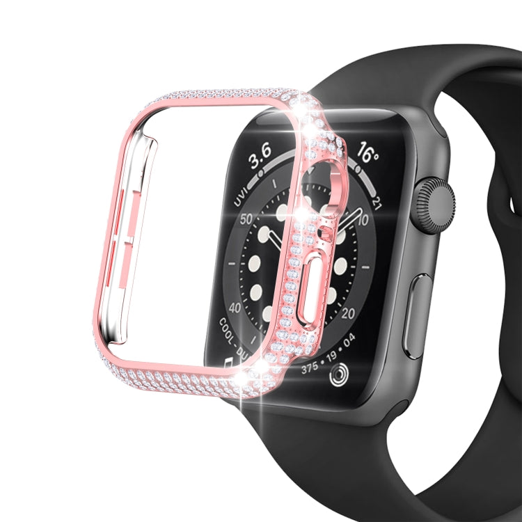 غطاء ساعة من البلاستيك المقوى المجوف مزين بألماس لسلسلة Apple Watch، 3&2&1 38مم، 3&2&1 42مم