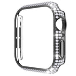 غطاء ساعة من البلاستيك المقوى المجوف مزين بألماس لسلسلة Apple Watch، 3&2&1 38مم، 3&2&1 42مم