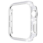 غطاء ساعة من البلاستيك المقوى المجوف مزين بألماس لسلسلة Apple Watch، 3&2&1 38مم، 3&2&1 42مم