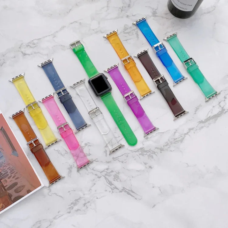 سوار ساعة شفاف هلامي لسلسلة Apple Watch، 7 41مم / 6&SE&5&4 40مم / 3&2&1 38مم، 7 45مم / 6&SE&5&4 44مم / 3&2&1 42مم