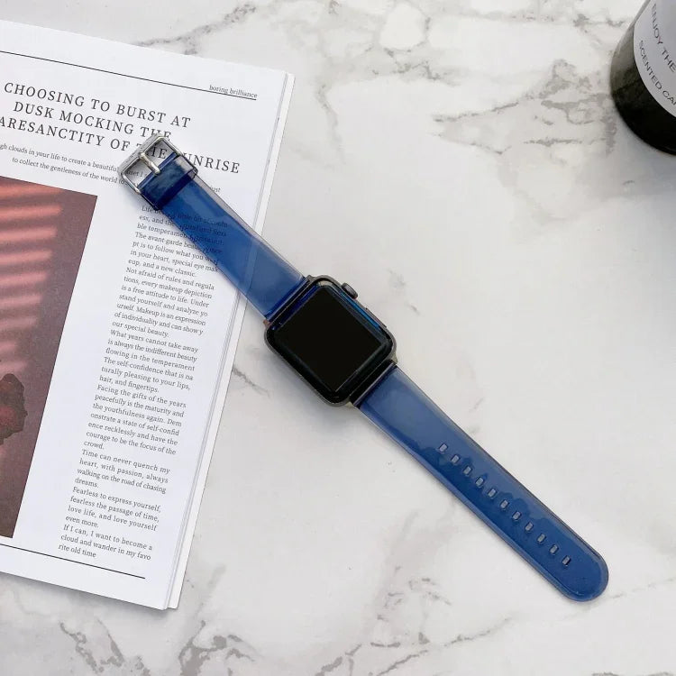 سوار ساعة شفاف هلامي لسلسلة Apple Watch، 7 41مم / 6&SE&5&4 40مم / 3&2&1 38مم، 7 45مم / 6&SE&5&4 44مم / 3&2&1 42مم