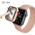 غطاء ساعة مقاوم للماء من PC + زجاج مقسى مع غطاء سفلي لسلسلة Apple Watch 9 / 8 / 7 45مم، 9 / 8 / 7 41مم، 9 / 8 / 7 45مم
