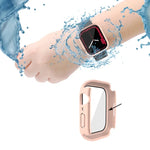 غطاء ساعة مقاوم للماء من PC + زجاج مقسى مع غطاء سفلي لسلسلة Apple Watch 9 / 8 / 7 45مم، 9 / 8 / 7 41مم، 9 / 8 / 7 45مم