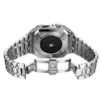 سوار ساعة معدني من خشب البلوط متكامل + غطاء ساعة لسلسلة Apple Watch 9 / 8 / 7 45مم، لسلسلة Apple Watch 9 / 8 / 7 45مم