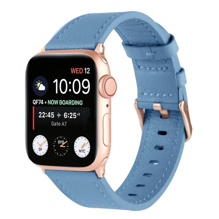 سوار ساعة من الجلد الطبيعي صغير الخصر لسلسلة Apple Watch، 7 41مم / 6&SE&5&4 40مم / 3&2&1 38مم، 7 45مم / 6&SE&5&4 44مم / 3&2&1 42مم