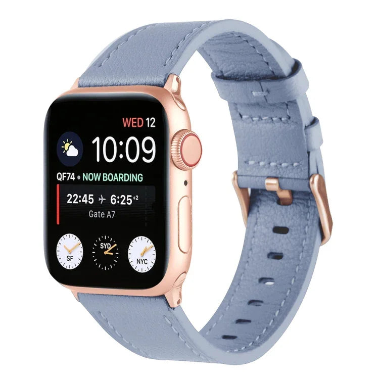 سوار ساعة من الجلد الطبيعي صغير الخصر لسلسلة Apple Watch، 7 41مم / 6&SE&5&4 40مم / 3&2&1 38مم، 7 45مم / 6&SE&5&4 44مم / 3&2&1 42مم