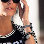سوار ساعة معدني مزين بأربعة صفوف من الألماس لسلسلة Apple Watch، 7 41مم / 6&SE&5&4 40مم / 3&2&1 38مم، 7 45مم / 6&SE&5&4 44مم / 3&2&1 42مم