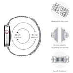 سوار ساعة معدني مزين بأربعة صفوف من الألماس لسلسلة Apple Watch، 7 41مم / 6&SE&5&4 40مم / 3&2&1 38مم، 7 45مم / 6&SE&5&4 44مم / 3&2&1 42مم