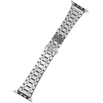 سوار ساعة معدني من خشب البلوط بثلاثة خيوط لسلسلة Apple Watch، 7 41مم / 6&SE&5&4 40مم / 3&2&1 38مم، 7 45مم / 6&SE&5&4 44مم / 3&2&1 42مم