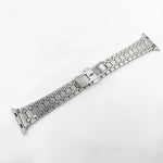 سوار ساعة معدني من خشب البلوط بثلاثة خيوط لسلسلة Apple Watch، 7 41مم / 6&SE&5&4 40مم / 3&2&1 38مم، 7 45مم / 6&SE&5&4 44مم / 3&2&1 42مم