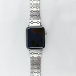 سوار ساعة معدني من خشب البلوط بثلاثة خيوط لسلسلة Apple Watch، 7 41مم / 6&SE&5&4 40مم / 3&2&1 38مم، 7 45مم / 6&SE&5&4 44مم / 3&2&1 42مم