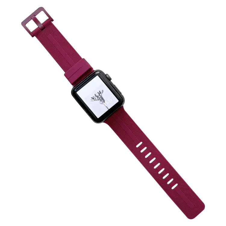 سوار ساعة سيليكون مخيط بخيط لسلسلة Apple Watch، 7 41مم / 6&SE&5&4 40مم / 3&2&1 38مم، 7 45مم / 6&SE&5&4 44مم / 3&2&1 42مم