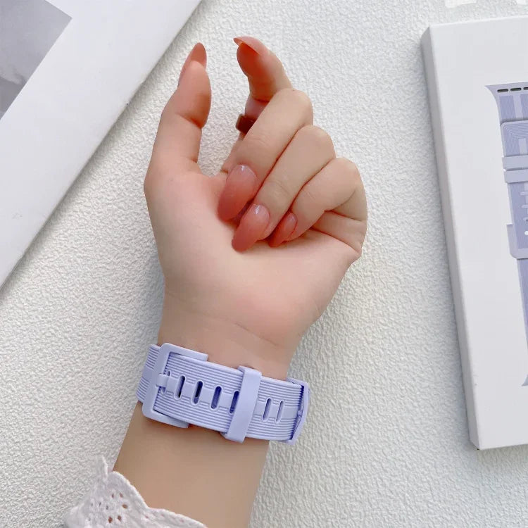 سوار ساعة سيليكون مخيط بخيط لسلسلة Apple Watch، 7 41مم / 6&SE&5&4 40مم / 3&2&1 38مم، 7 45مم / 6&SE&5&4 44مم / 3&2&1 42مم