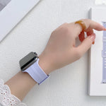 سوار ساعة سيليكون مخيط بخيط لسلسلة Apple Watch، 7 41مم / 6&SE&5&4 40مم / 3&2&1 38مم، 7 45مم / 6&SE&5&4 44مم / 3&2&1 42مم