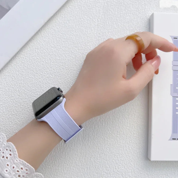 سوار ساعة سيليكون مخيط بخيط لسلسلة Apple Watch، 7 41مم / 6&SE&5&4 40مم / 3&2&1 38مم، 7 45مم / 6&SE&5&4 44مم / 3&2&1 42مم