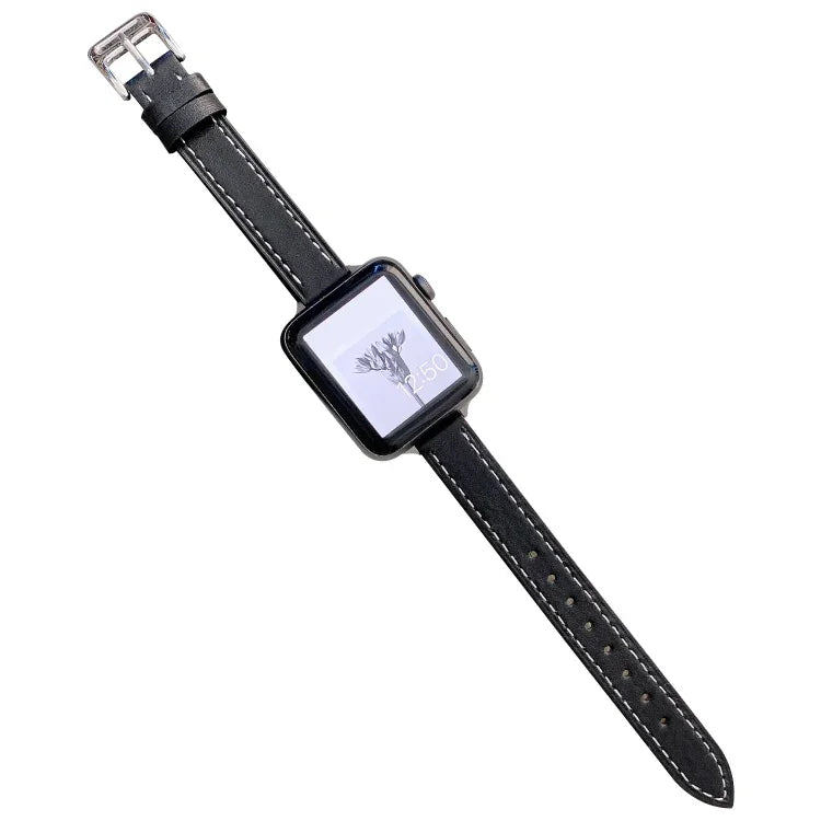 سوار ساعة من الجلد العادي لسلسلة Apple Watch، 7 41مم / 6&SE&5&4 40مم / 3&2&1 38مم، 7 45مم / 6&SE&5&4 44مم / 3&2&1 42مم