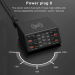 شاحن لاسلكي ذكي بشاشة رقمية 838w 9 في 1 بقوة 100W مع 4 منافذ PD 3.0 USB-C / Type-C + 4 منافذ QC 3.0 USB، قابس الاتحاد الأوروبي، قابس الولايات المتحدة، قابس المملكة المتحدة، قابس أستراليا