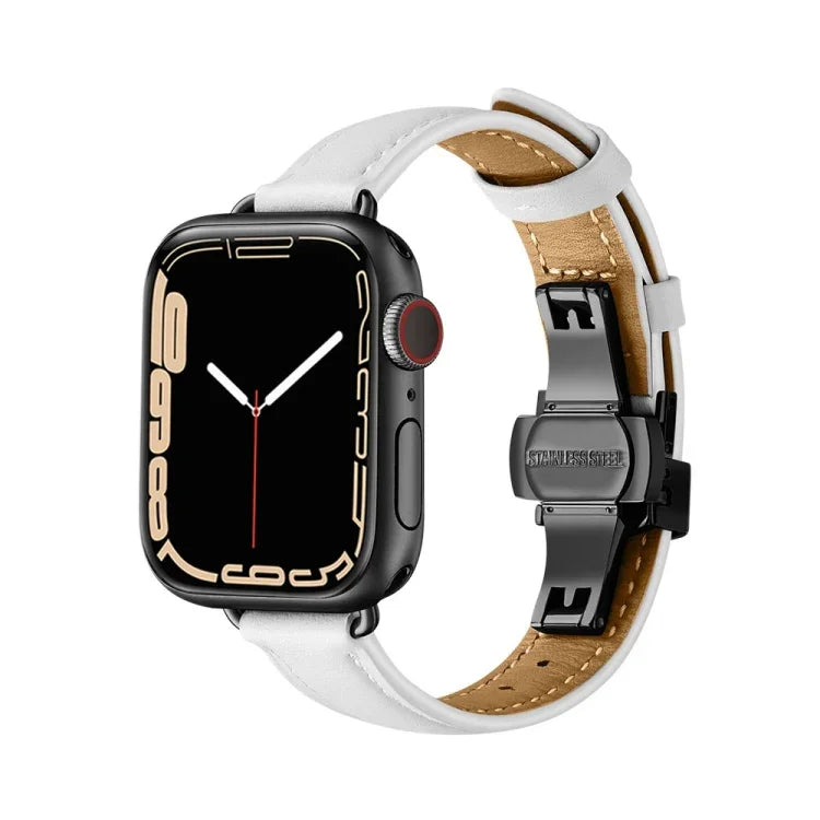 سوار ساعة بإبزيم فراشة نحيف لسلسلة Apple Watch، 7 41مم / 6&SE&5&4 40مم / 3&2&1 38مم