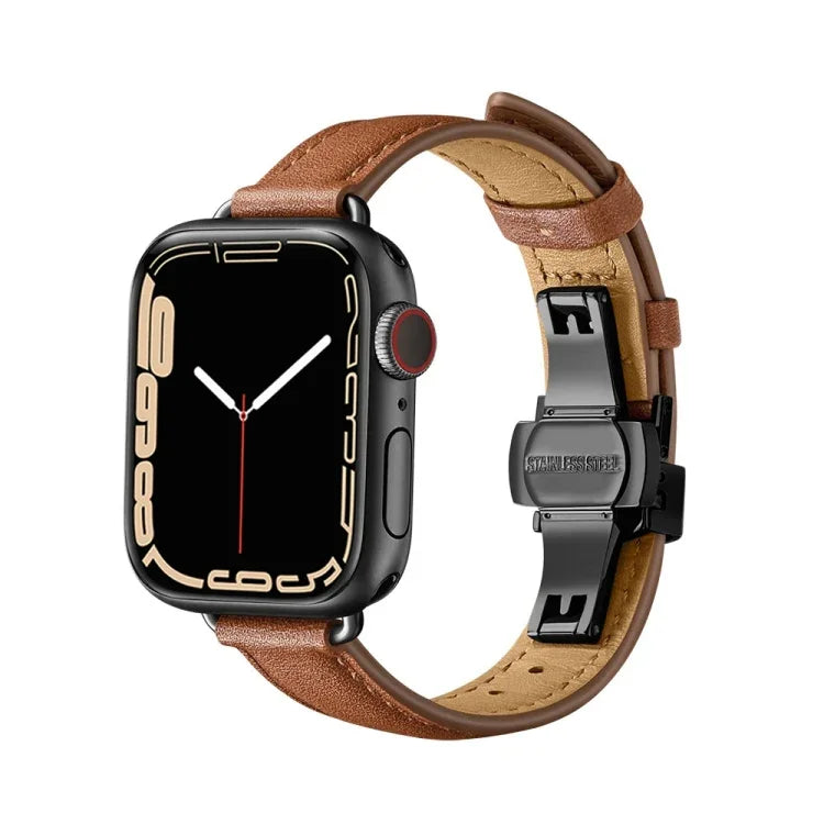 سوار ساعة بإبزيم فراشة نحيف لسلسلة Apple Watch، 7 41مم / 6&SE&5&4 40مم / 3&2&1 38مم