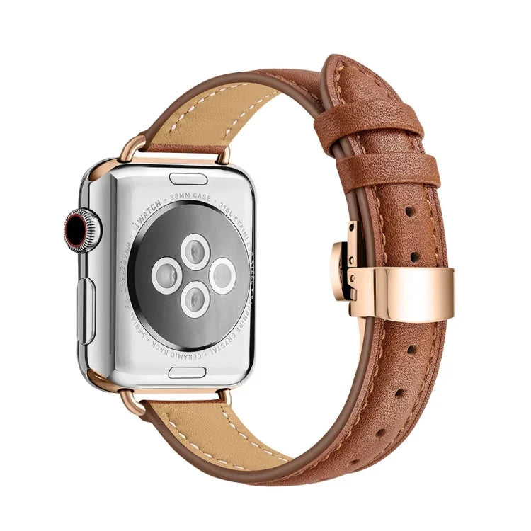 سوار ساعة بإبزيم فراشة نحيف لسلسلة Apple Watch، 7 41مم / 6&SE&5&4 40مم / 3&2&1 38مم