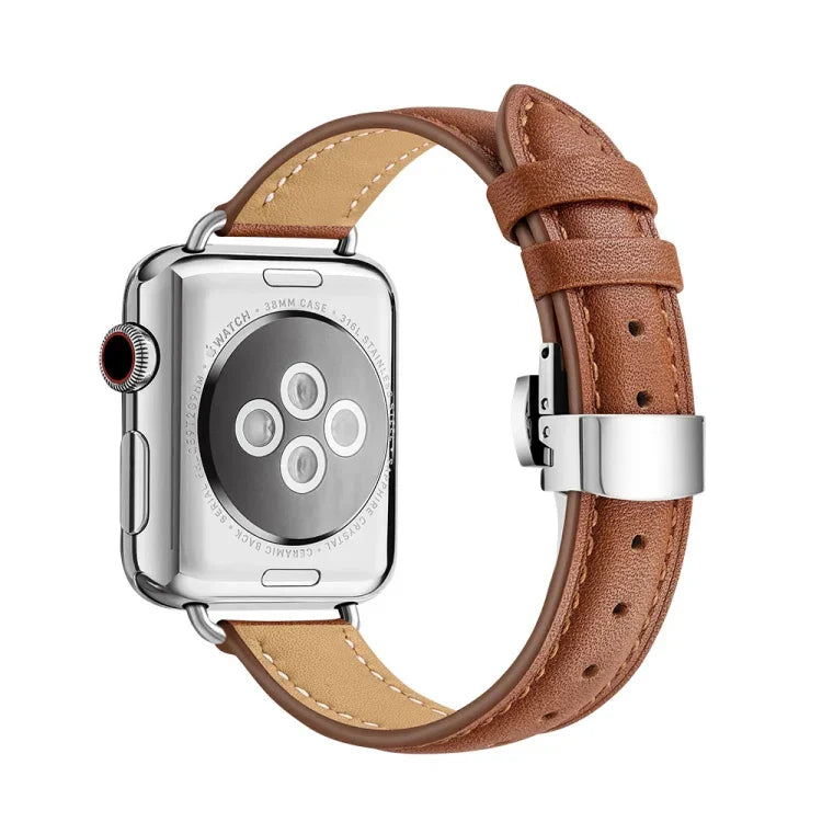سوار ساعة بإبزيم فراشة نحيف لسلسلة Apple Watch، 7 41مم / 6&SE&5&4 40مم / 3&2&1 38مم