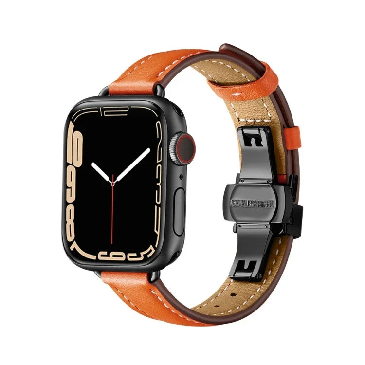 سوار ساعة بإبزيم فراشة نحيف لسلسلة Apple Watch، 7 41مم / 6&SE&5&4 40مم / 3&2&1 38مم