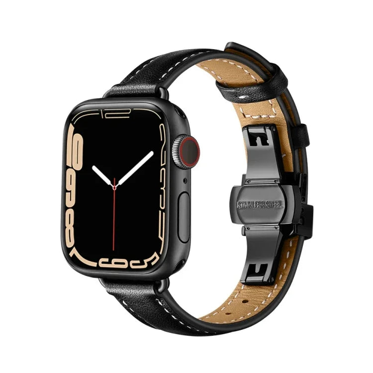 سوار ساعة بإبزيم فراشة نحيف لسلسلة Apple Watch، 7 41مم / 6&SE&5&4 40مم / 3&2&1 38مم
