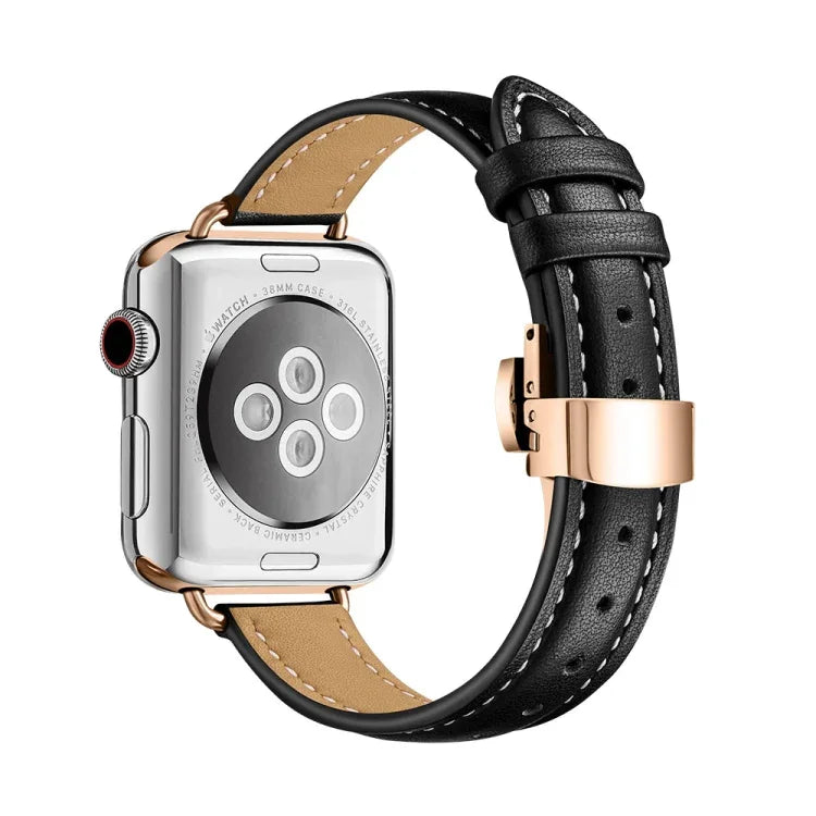 سوار ساعة بإبزيم فراشة نحيف لسلسلة Apple Watch، 7 41مم / 6&SE&5&4 40مم / 3&2&1 38مم