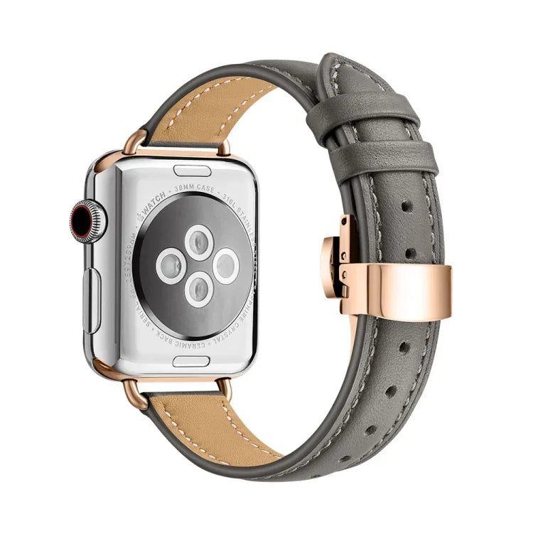 سوار ساعة بإبزيم فراشة نحيف لسلسلة Apple Watch، 7 41مم / 6&SE&5&4 40مم / 3&2&1 38مم