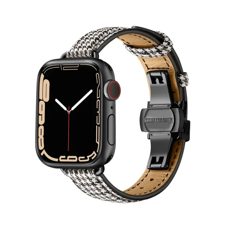 سوار ساعة بإبزيم فراشة نحيف لسلسلة Apple Watch، 7 41مم / 6&SE&5&4 40مم / 3&2&1 38مم