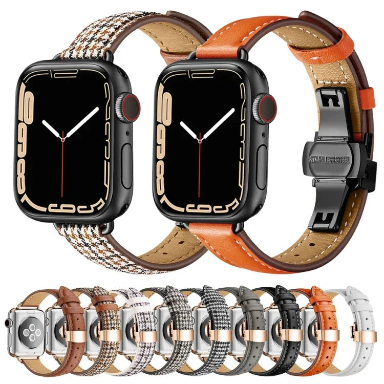 سوار ساعة بإبزيم فراشة نحيف لسلسلة Apple Watch، 7 41مم / 6&SE&5&4 40مم / 3&2&1 38مم