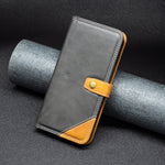 BF12 Color Matching Double Line Leather Phone Case, For iPhone 13 Pro Max