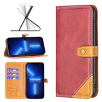 BF12 Color Matching Double Line Leather Phone Case, For iPhone 13 Pro Max