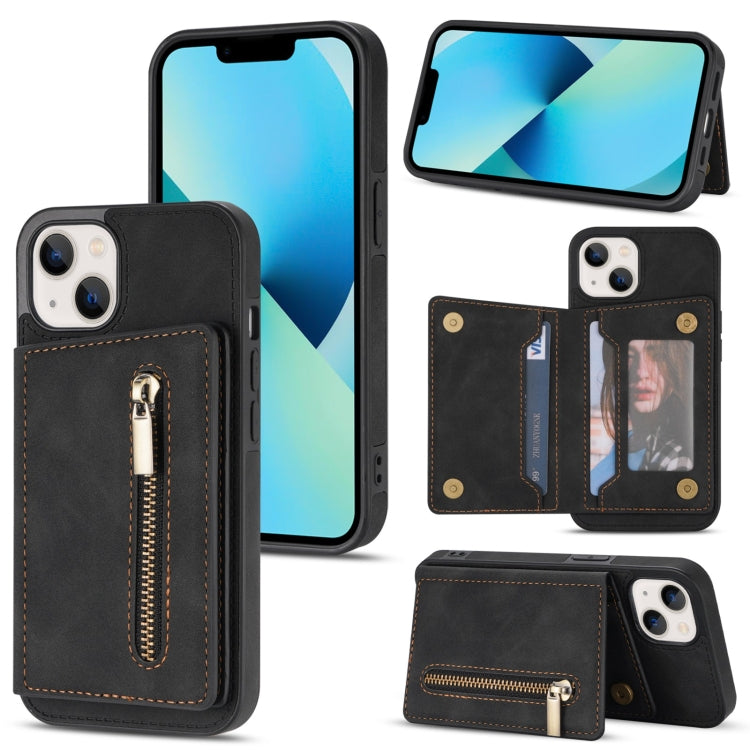 Zipper Card Holder Phone Case, For iPhone 13 mini, For iPhone 13, For iPhone 13 Pro, For iPhone 13 Pro Max, For iPhone 12, For iPhone 12 Pro Max, For iPhone 11, For iPhone 11 Pro