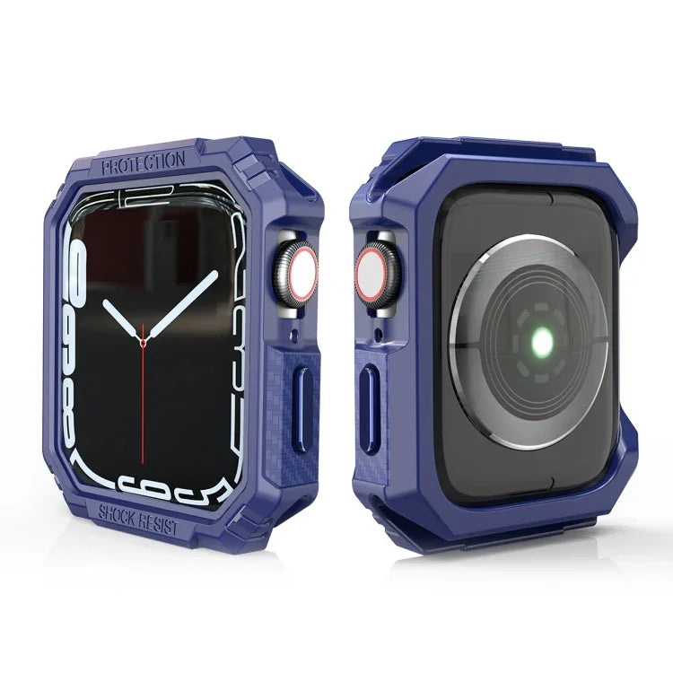 Carbon Fiber Contrast Color Protective Case, For Apple Watch Series 9 / 8 / 7 41mm, For Apple Watch Series 9 / 8 / 7 45mm, For Apple Watch Series 6 & SE & 5 & 4 44mm, For Apple Watch Series 6 & SE & 5 & 4 40mm