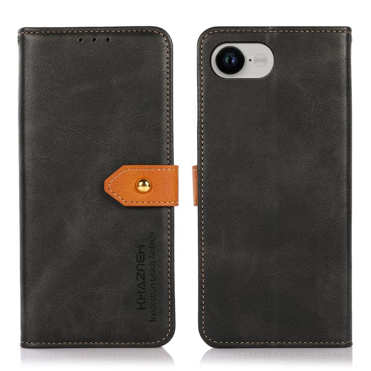 غطاء هاتف من الجلد بنقشة جلد البقر ثنائي اللون من KHAZNEH، لهواتف iPhone 17e / 16e، iPhone 17 Pro Max، iPhone 17 Pro، iPhone 17، iPhone Air، iPhone 16 Pro Max، iPhone 16 Pro، iPhone 16 Plus، iPhone 16، iPhone 15 Pro Ma...