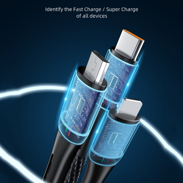 كابل بيانات شحن سريع 3 في 1 awei CL-972 Type-C / USB-C + 8 دبابيس + Micro USB، الطول: 1.2م