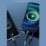 كابل بيانات شحن سريع 3 في 1 awei CL-972 Type-C / USB-C + 8 دبابيس + Micro USB، الطول: 1.2م
