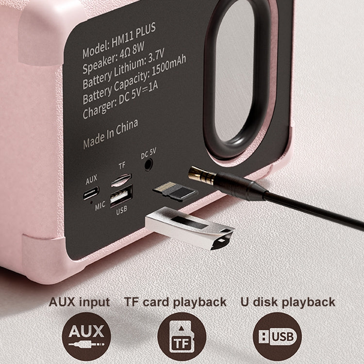 مكبر صوت بلوتوث لاسلكي محمول HIFI صغير بتصميم ريترو HM11 PLUS، HM11 PLUS (أصفر)، HM11 PLUS (أسود)، HM11 PLUS (بنفسجي)، HM11 PLUS (وردي)، HM11 PLUS (أخضر)