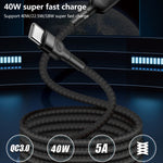كابل شحن USB للوشم 5A، طول الكابل: 1م، USB-C / Type-C، Micro USB، 8 دبابيس