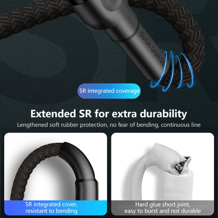كابل شحن USB للوشم 5A، طول الكابل: 1م، USB-C / Type-C، Micro USB، 8 دبابيس
