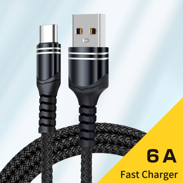 كابل شحن USB منسوج 6A، طول الكابل: 1م، USB-C / Type-C، Micro USB، 8 دبابيس