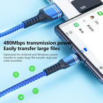 كابل شحن USB منسوج 6A، طول الكابل: 1م، USB-C / Type-C، Micro USB، 8 دبابيس