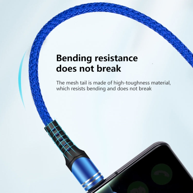 كابل شحن USB منسوج 6A، طول الكابل: 1م، USB-C / Type-C، Micro USB، 8 دبابيس