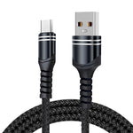 كابل شحن USB منسوج 6A، طول الكابل: 1م، USB-C / Type-C، Micro USB، 8 دبابيس