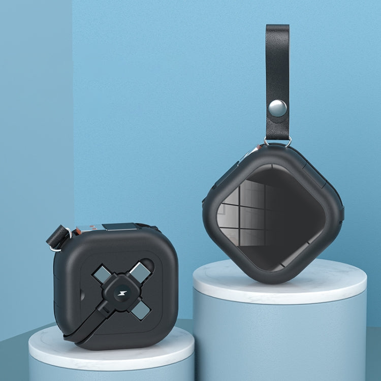 كابل شحن تلسكوبي 3 في 1 USB إلى 8 دبابيس + Micro USB + USB-C / Type-C مع حامل للهاتف المحمول