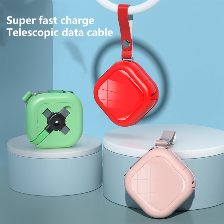 كابل شحن تلسكوبي 3 في 1 USB إلى 8 دبابيس + Micro USB + USB-C / Type-C مع حامل للهاتف المحمول