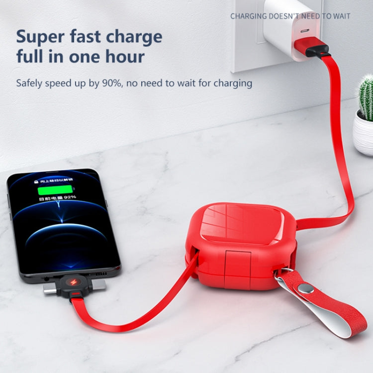 كابل شحن تلسكوبي 3 في 1 USB إلى 8 دبابيس + Micro USB + USB-C / Type-C مع حامل للهاتف المحمول
