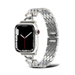 سوار ساعة معدني بشكل معين على شكل حرف D لسلسلة Apple Watch، 7 مقاس 45مم / 6&SE&5&4 مقاس 44مم / 3&2&1 مقاس 42مم، 7 مقاس 41مم / 6&SE&5&4 مقاس 40مم / 3&2&1 مقاس 38مم